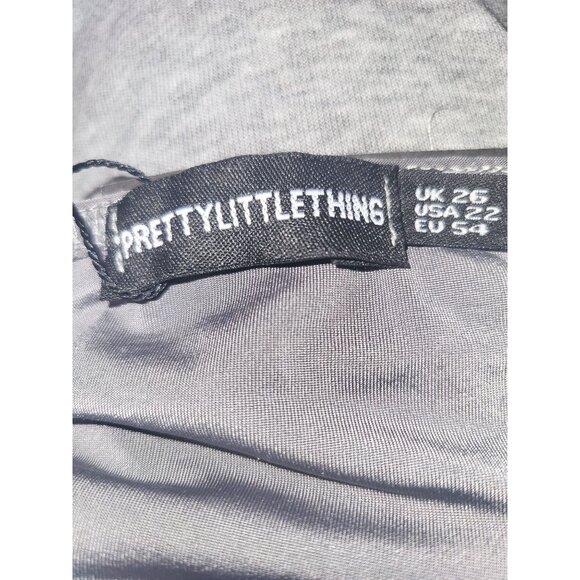 PrettyLittleThing Plus Silver Slinky Ruched Cut Out Midi Dress Size 22 - Picture 7 of 7